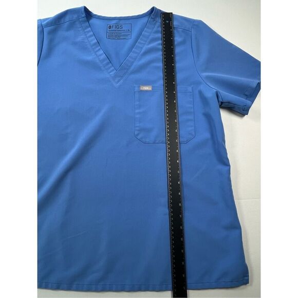 FIGS Catarina One Pocket V Neck Scrub Top Short Sleeve Ceil Blue Womens Size XL - Picture 5 of 9